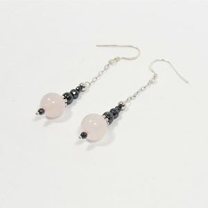 Boucles en argent, quartz blanc ou rose, Origin'C