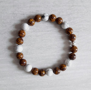 Bracelet personnalisé howlite et jaspe bois, Origin'C