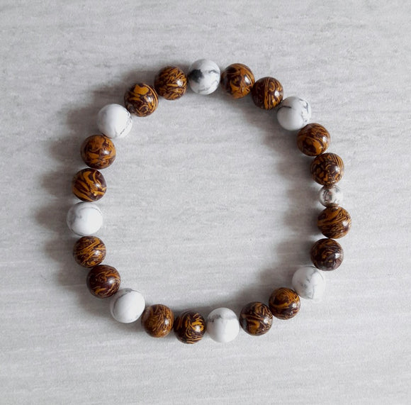 Bracelet personnalisé howlite et jaspe bois, Origin'C