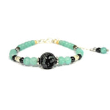 Bracelet argent, obsidienne neige, amazonites, Origin'C