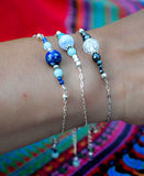 Bracelet en argent, quartz blanc ou rose, Origin'C