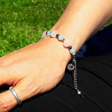 Bracelet argent, quartz rose, amazonite verte, Origin'C