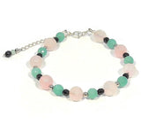 Bracelet argent, quartz rose, amazonite verte, Origin'C