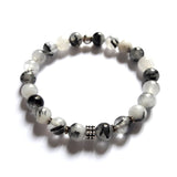 Bracelet homme en argent, quartz tourmaline noire, Origin'C