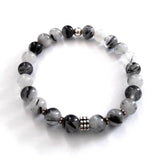 Bracelet homme en argent, quartz tourmaline noire, Origin'C