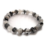 Bracelet homme en argent, quartz tourmaline noire, Origin'C
