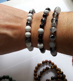 Bracelet homme en argent, quartz tourmaline noire, Origin'C