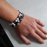 Bracelet homme en argent, hématite et howlite, Origin'C