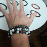 Bracelet homme en argent, onyx et howlite, Origin'C