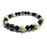 Bracelet homme en argent, onyx et howlite, Origin'C
