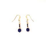 Boucles en or, lapis bleu et spinelle noir, Origin'C