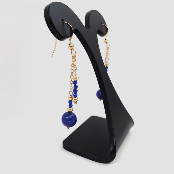 Boucles d'oreilles or ou argent en lapis-lazuli, Origin'C