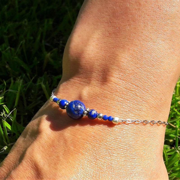 Bracelet en argent, bleu lapis-lazuli, Origin'C