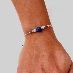 Bracelet argent, lapis-lazuli ou calcédoine, Origin'C