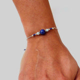 Bracelet argent, lapis-lazuli ou calcédoine, Origin'C