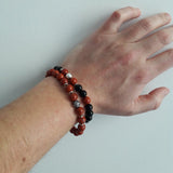 Bracelet homme en argent, onyx et jaspe rouge, Origin'C