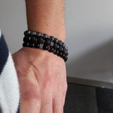 Bracelet homme en argent, obsidienne, Origin'C