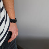 Bracelet homme en argent, obsidienne, Origin'C