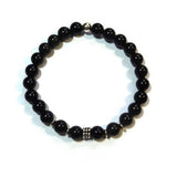 Bracelet homme en argent, obsidienne, Origin'C