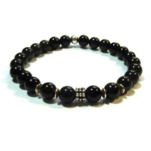 Bracelet homme en argent, obsidienne, Origin'C