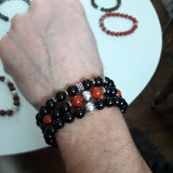 Bracelet homme en argent, onyx et jaspe rouge, Origin'C