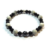 Bracelet homme en argent, onyx et howlite, Origin'C